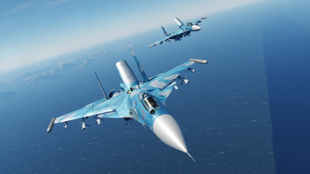 Blue jet fighter ocean night free wallpaper - medium preview image