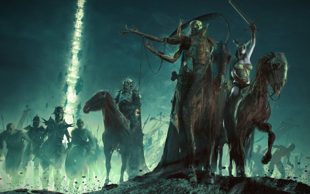 Horses field greenlight darkfantasy bow free wallpaper - medium preview image