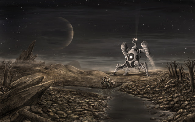 Desert motorcycle night moon space free wallpaper - medium preview image