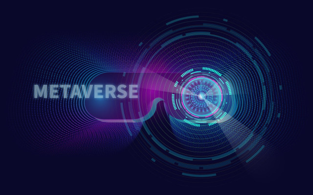 Futuristic blue purple metaverse 3d free wallpaper - medium preview image