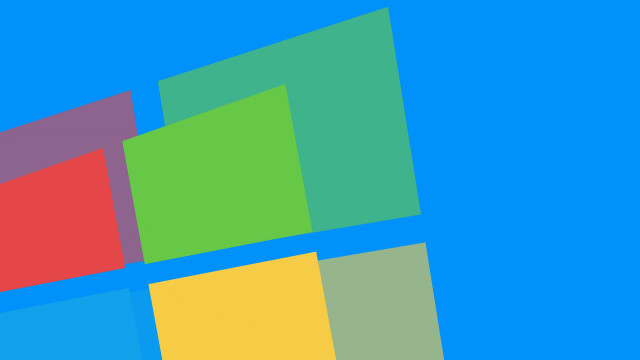 Blue background multicolored squares minimalist free wallpaper - medium preview image