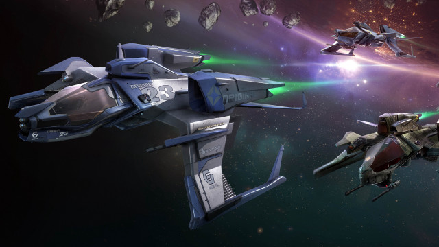 Space ships starfield aurora moon free wallpaper - medium preview image