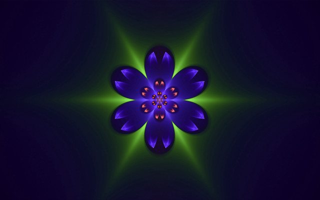 Blue flower green center fractal free wallpaper - medium preview image
