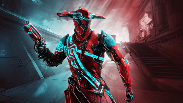 Futuristic warframe armor red suit free wallpaper - medium preview image