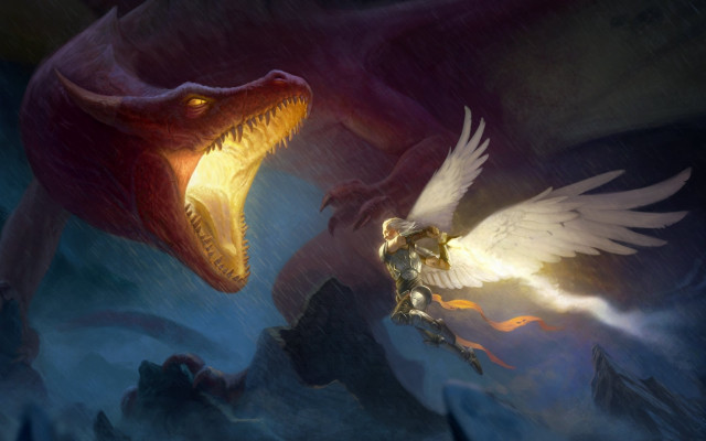 Dragon attack man cave demon free wallpaper - medium preview image