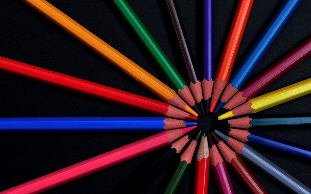 Colored pencils circle black background free wallpaper - medium preview image