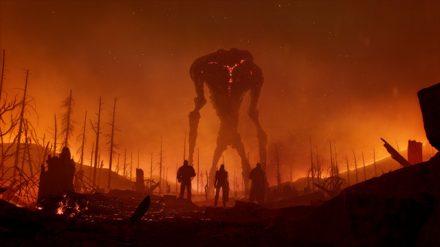 Giant robot forest red glow free wallpaper - medium preview image