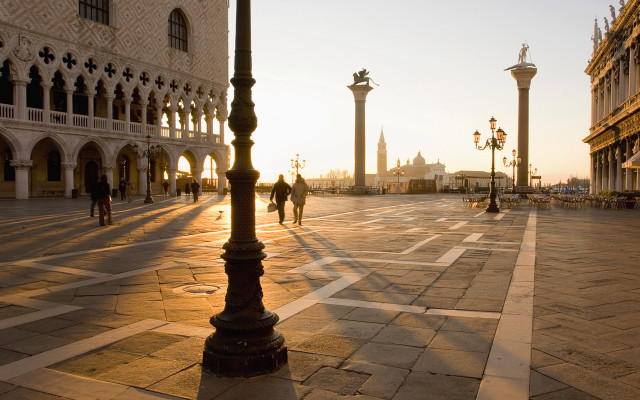 Street clock tower people walking #2 free wallpaper - medium preview image