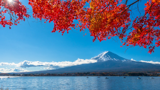 Mountain lake snow capped peak free wallpaper - medium preview image
