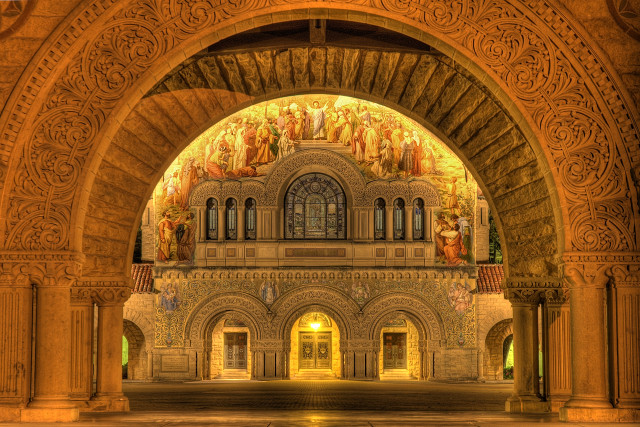 Large building tall arch painting free wallpaper - medium preview image