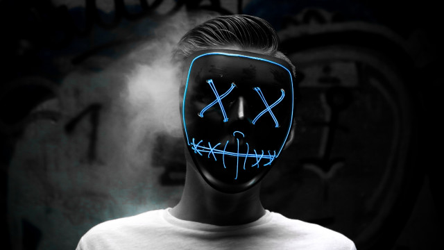 Neon mask man cigarette black free wallpaper - medium preview image