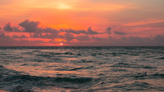 Sunset ocean boat clouds beach #2 free wallpaper - medium preview image