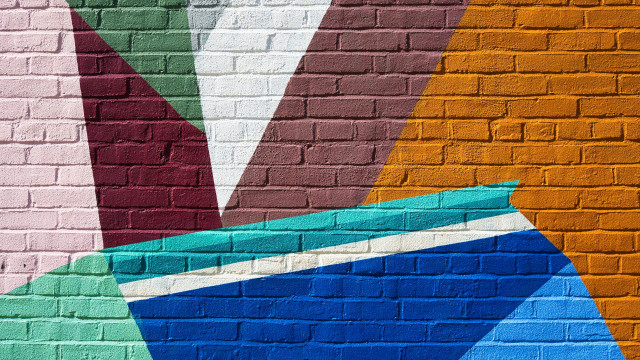 Colorful brick wall geometric abstract free wallpaper - medium preview image