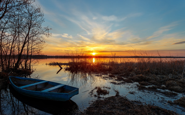 Sunset boat water beach city free wallpaper - medium preview image