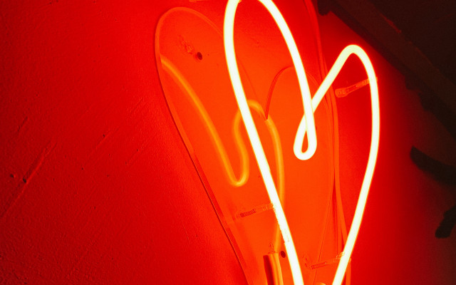 Neon heart side dark red free wallpaper - medium preview image
