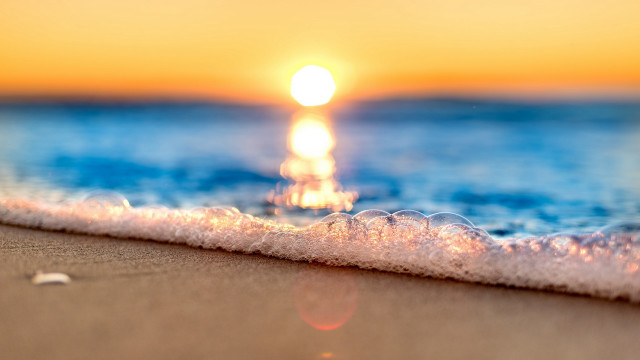 Wave sunset ocean beach bokeh free wallpaper - medium preview image