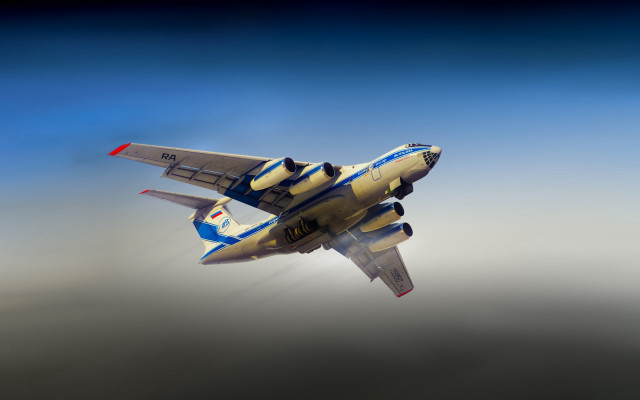 Jet flying blue sky clouds #6 free wallpaper - medium preview image
