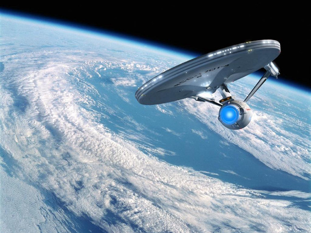 Spaceship flying over earth blue #3 free wallpaper - medium preview image