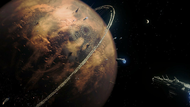 Space station red planet starship free wallpaper - medium preview image