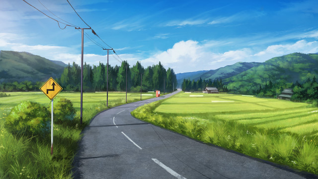 Rural road yellow sign stop free wallpaper - medium preview image