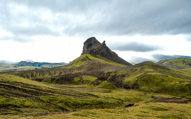 Mountain grassy field cloudy sky #2 free wallpaper - medium preview image