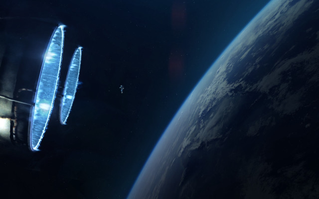 Space station earth moonlight galaxy free wallpaper - medium preview image