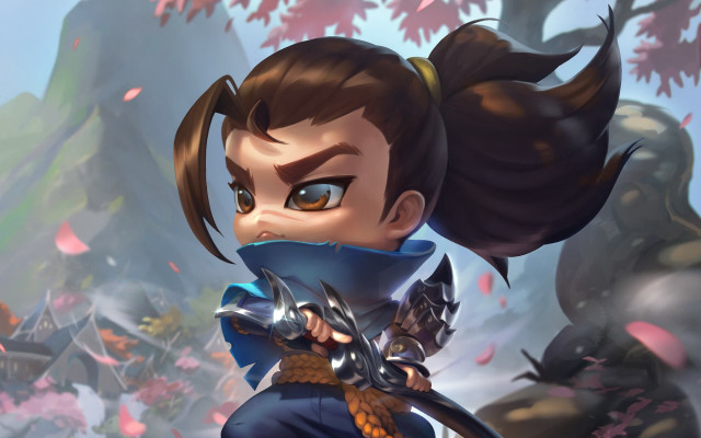 Woman ponytail sword forest autumn free wallpaper - medium preview image