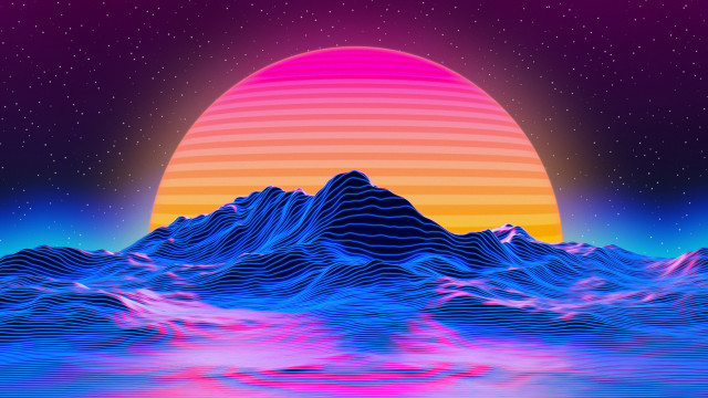 Mountain sunset starry sky astronaut free wallpaper - medium preview image