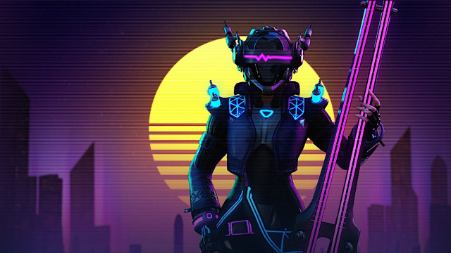 City skyline synthwave cyberpunk solo free wallpaper - medium preview image