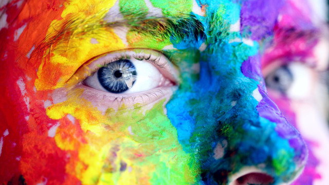 Painted face rainbow vivid fauvism free wallpaper - medium preview image