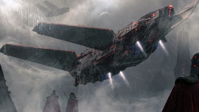 Sci fi fighter cloudy sky free wallpaper - medium preview image