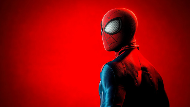 Spiderman red background black backpack free wallpaper - medium preview image