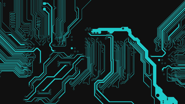 Circuitboard blue light black background free wallpaper - medium preview image