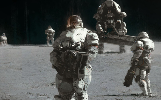 Astronauts moon walking camera helmet free wallpaper - medium preview image
