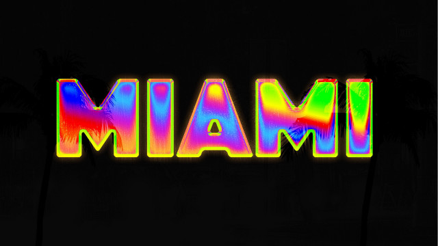 Neon miami palm trees dark free wallpaper - medium preview image
