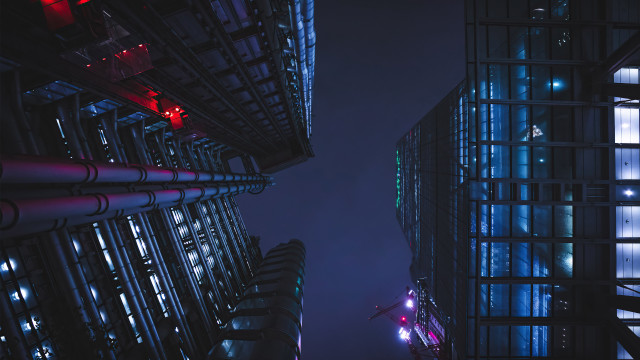 City night neoism cyberpunk architecture free wallpaper - medium preview image