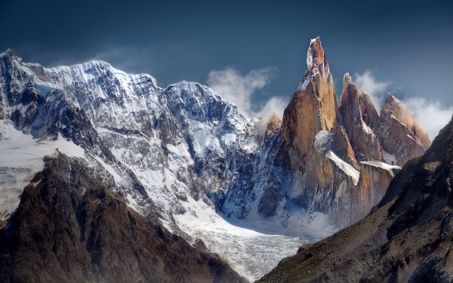 Mountain range snow clouds precisionism free wallpaper - medium preview image