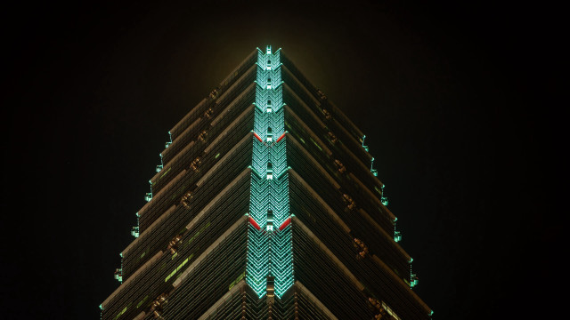 Tall clocktower night green light free wallpaper - medium preview image