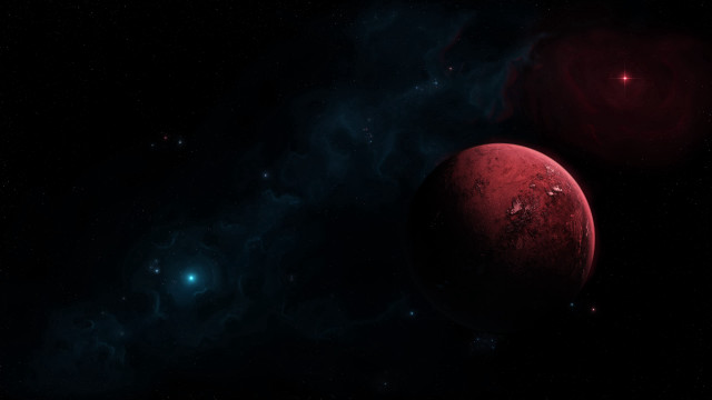 Red planet blue star space free wallpaper - medium preview image