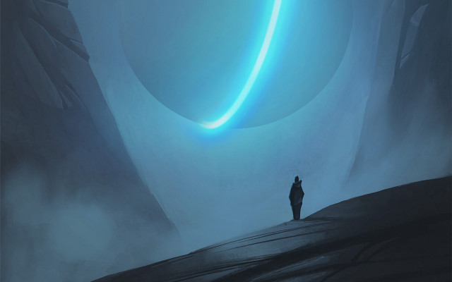 Man blue light glowing ring free wallpaper - medium preview image