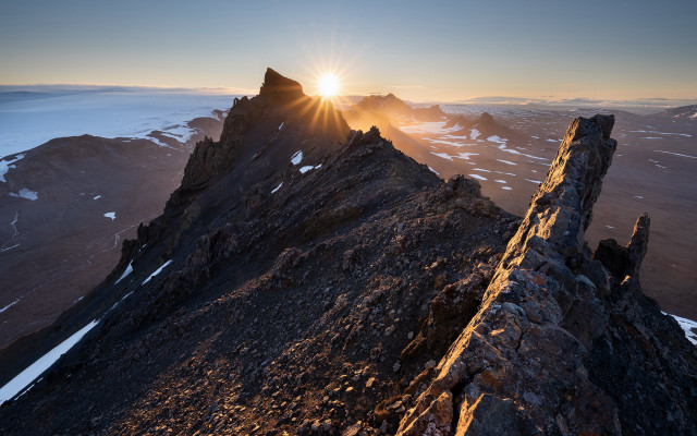 Mountain sunset rocks snow outdoor free wallpaper - medium preview image