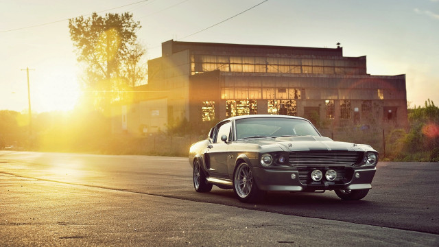 Classic car sunset building 3d free wallpaper for desktop - medium preview image