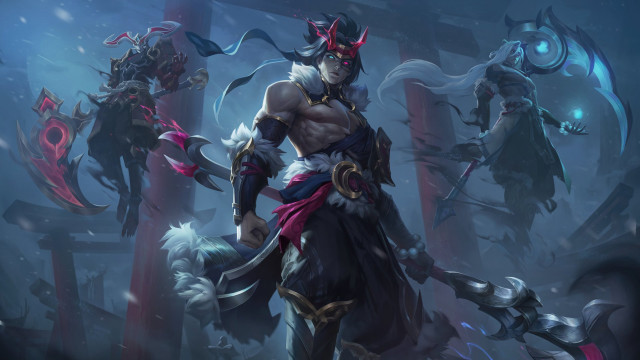 Horned man sword glowing eyes free wallpaper - medium preview image