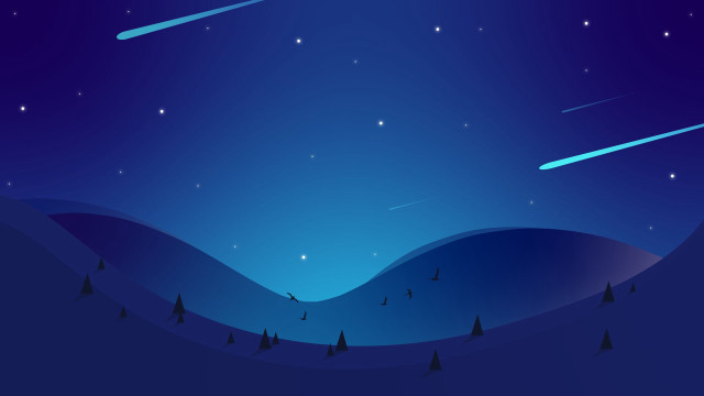 Night sky stars mountain trees free wallpaper - medium preview image