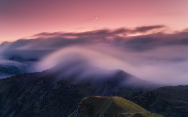 Mountain cloud plane misty sky free wallpaper - medium preview image