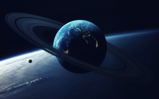 Planet ring sky sun moon free wallpaper - medium preview image