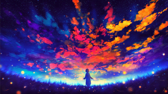 Metaphysical anime sky stars astronaut free wallpaper - medium preview image