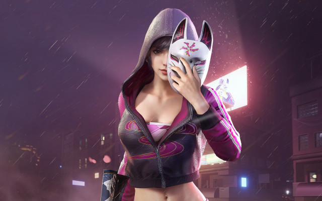 Purple hoodie catmask night rain free wallpaper - medium preview image