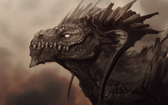 Dragon sharp teeth cloudy sky free wallpaper - medium preview image