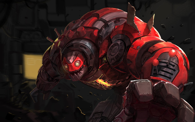 Red robot glowing eyes mecha free wallpaper - medium preview image
